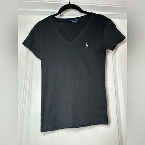 Ralph‎ Lauren Women's Black V-Neck Tee